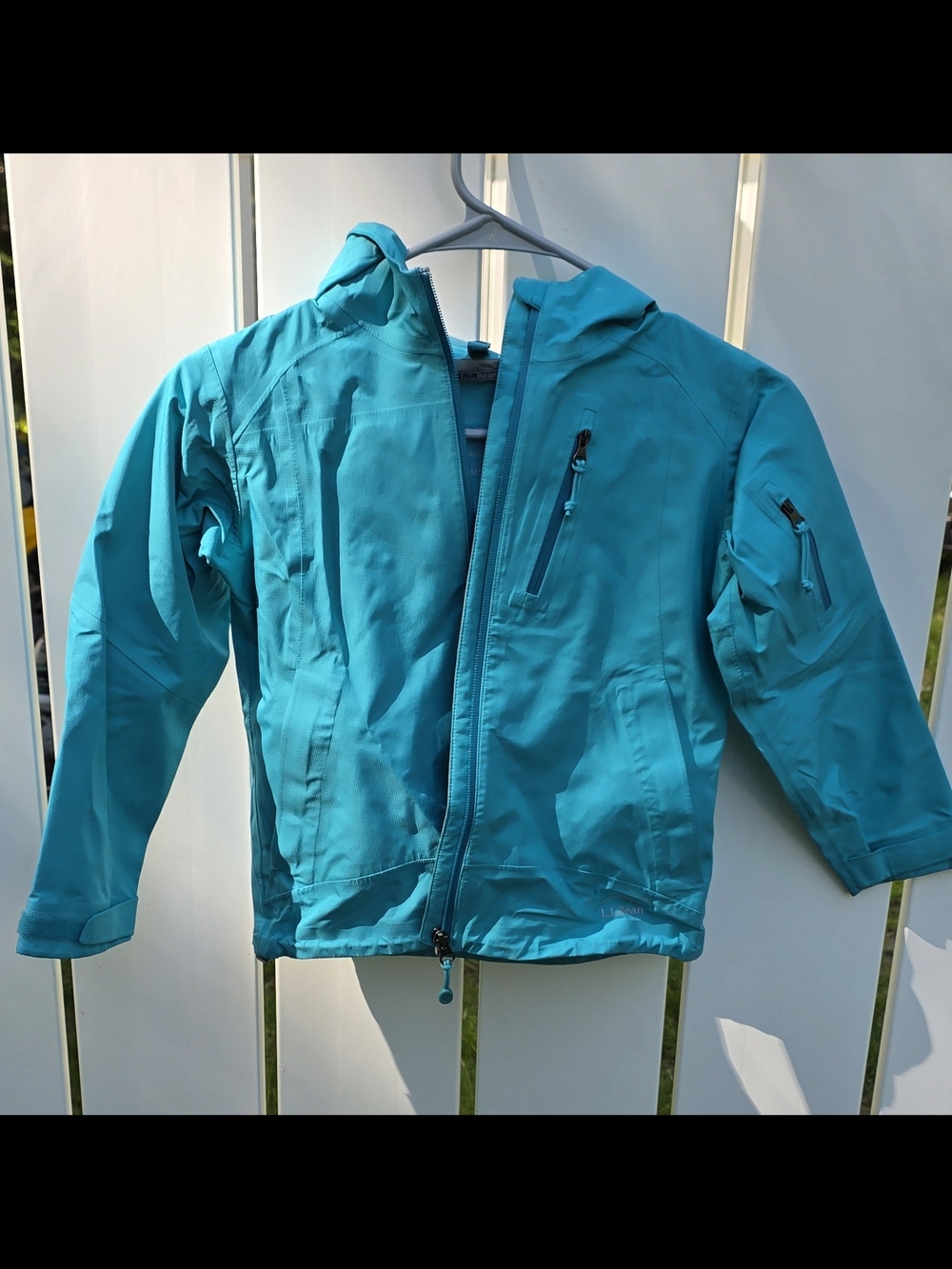 L.L. Bean Kids Teal Hooded Rain Jacket